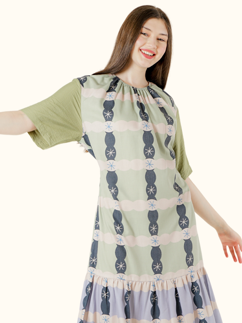 Flowy Dress-Anyam Hijau