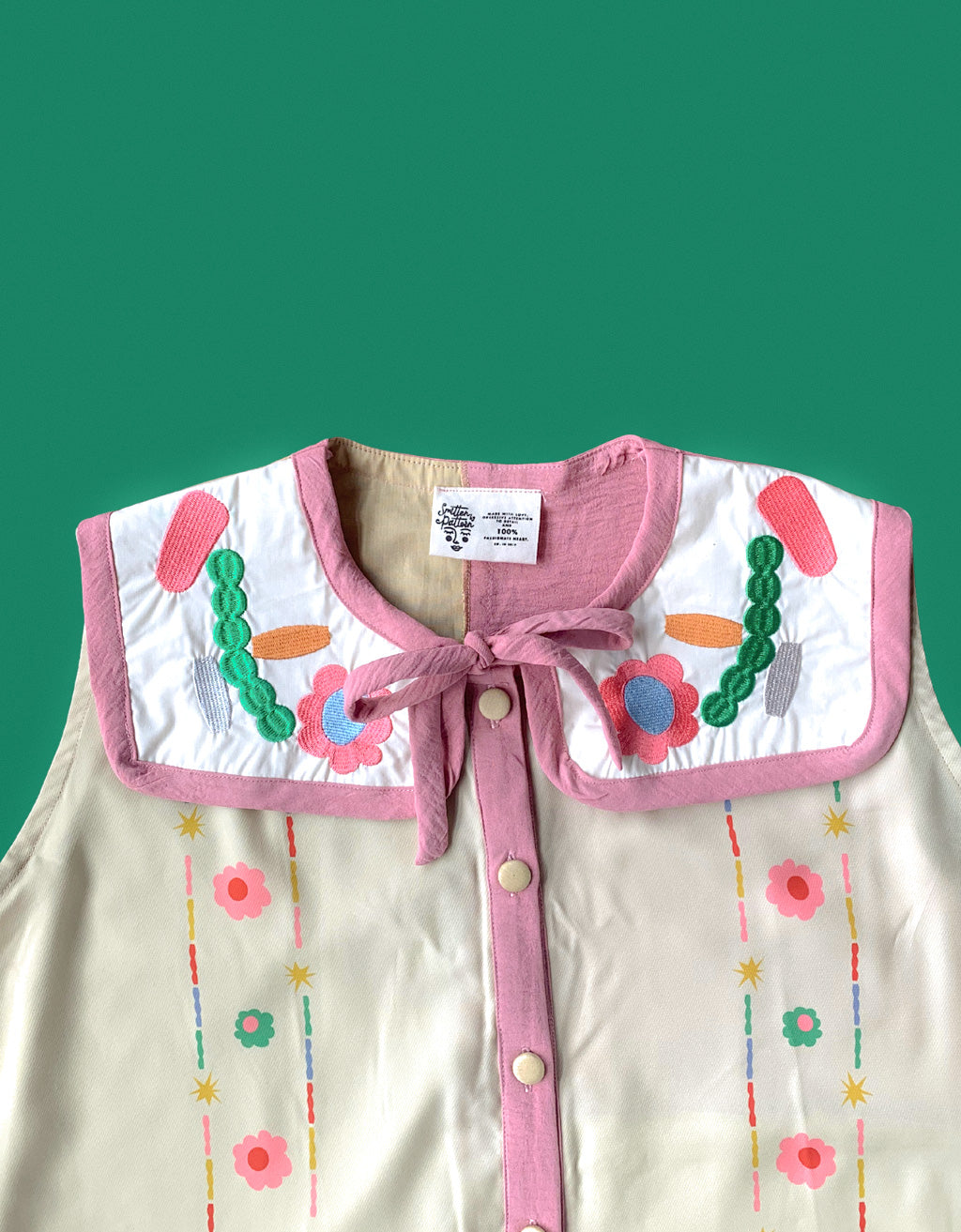 Sleeveless Ribbon Shirt - Lies Poppy