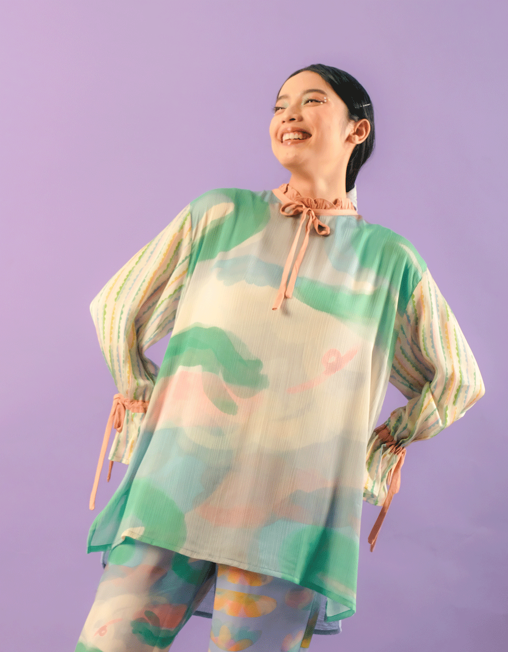 Kurung Blouse - Spring Haze