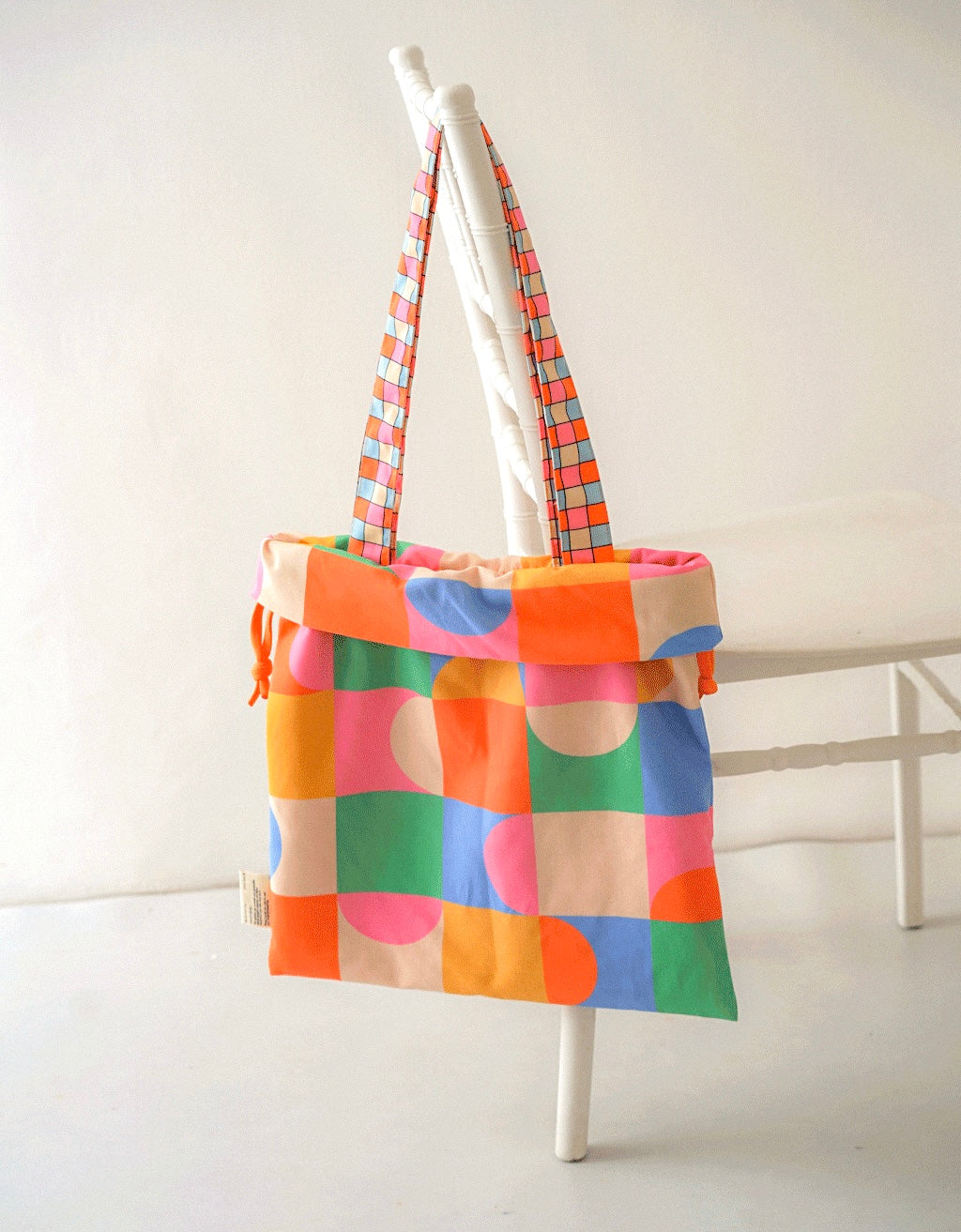 Drawstring Tote Bag - Bubble Block