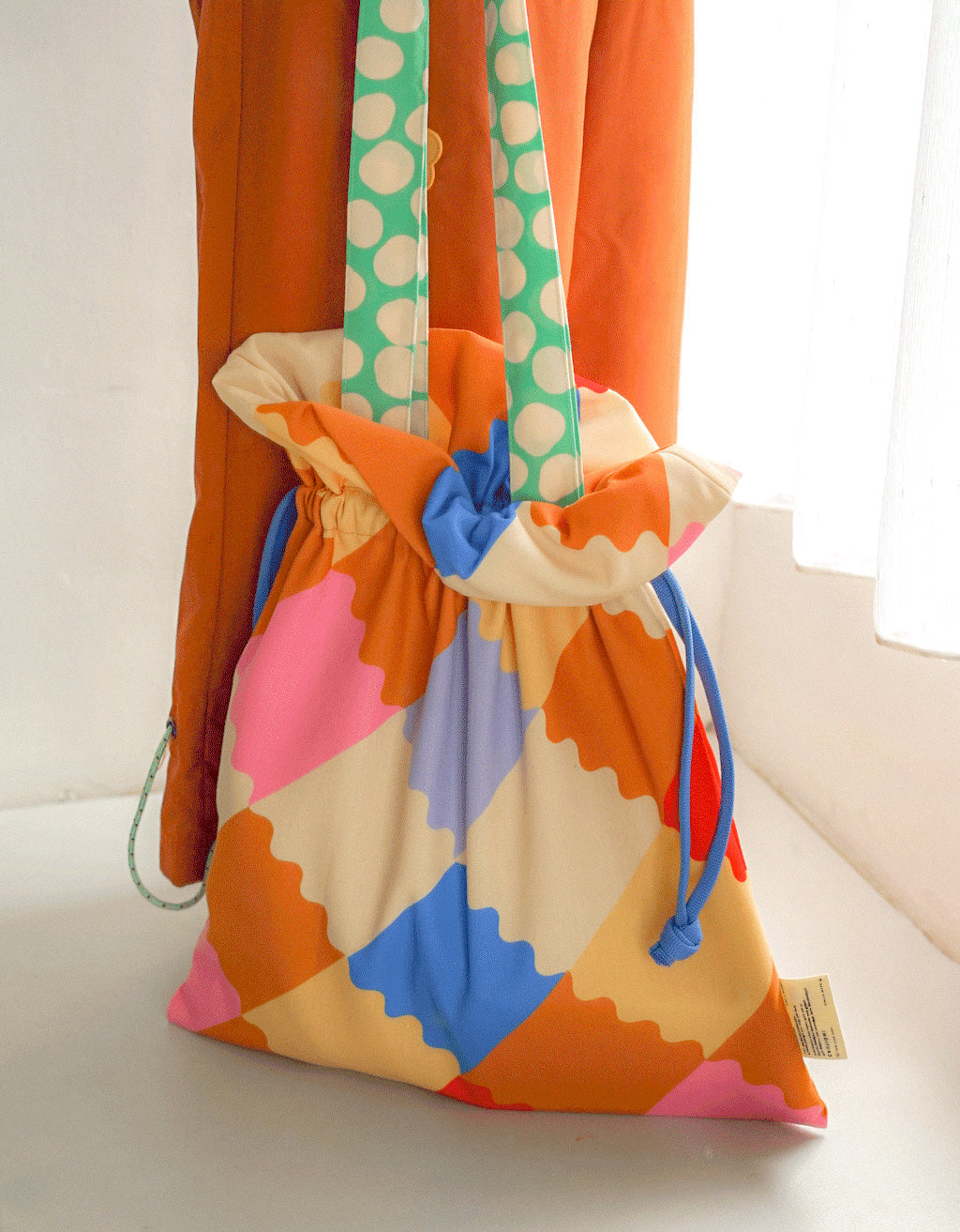 Drawstring Tote Bag - Curly Quilt
