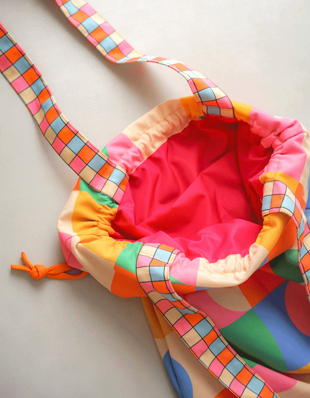 Drawstring Tote Bag - Bubble Block