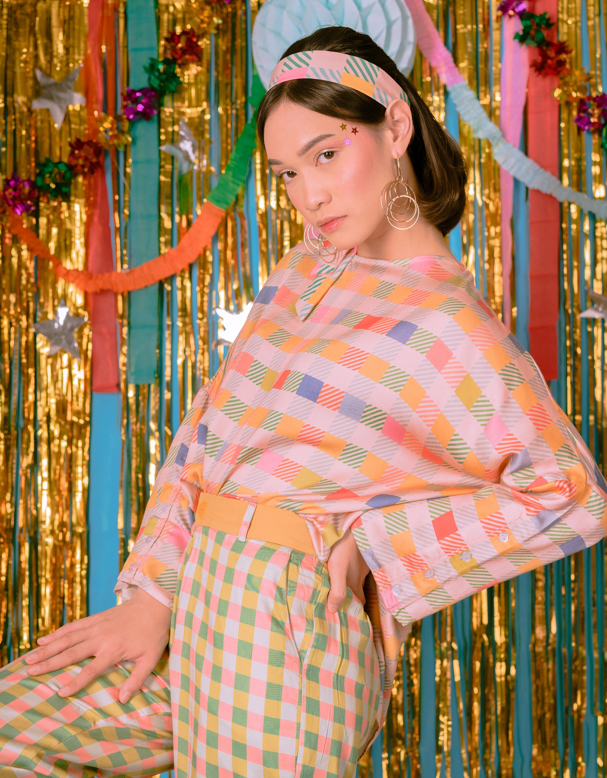 Rainbow Gingham Oversized Top