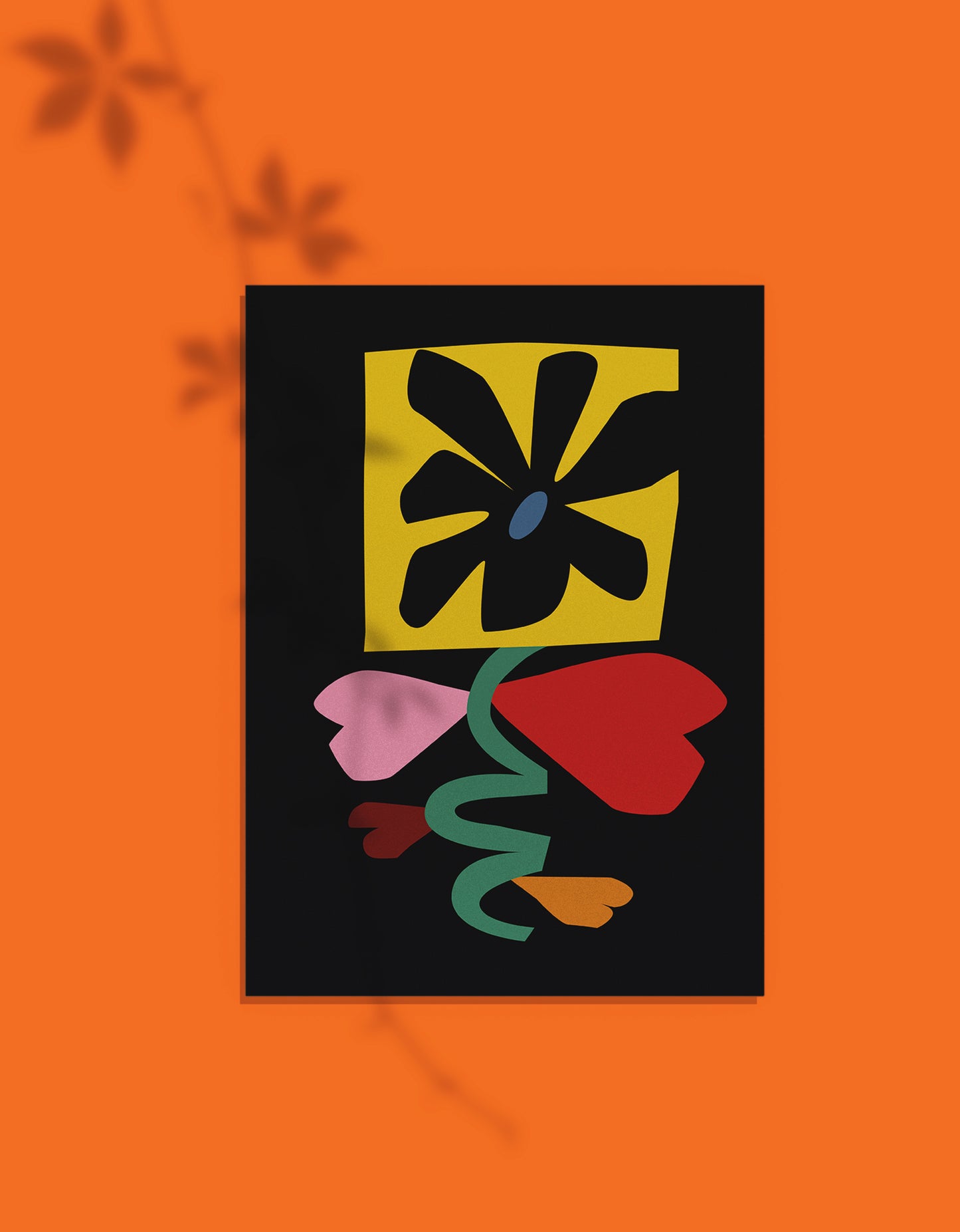 Cut-out Flower Black Wall Art A4