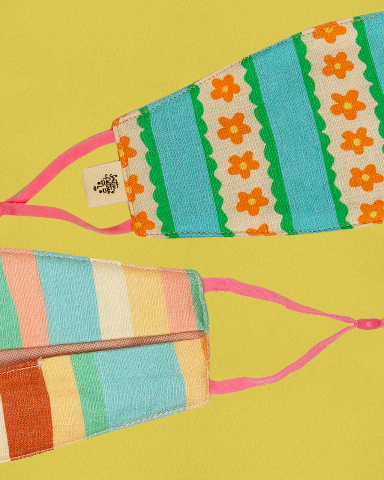 Organic Linen Face Mask - Kembang Biru