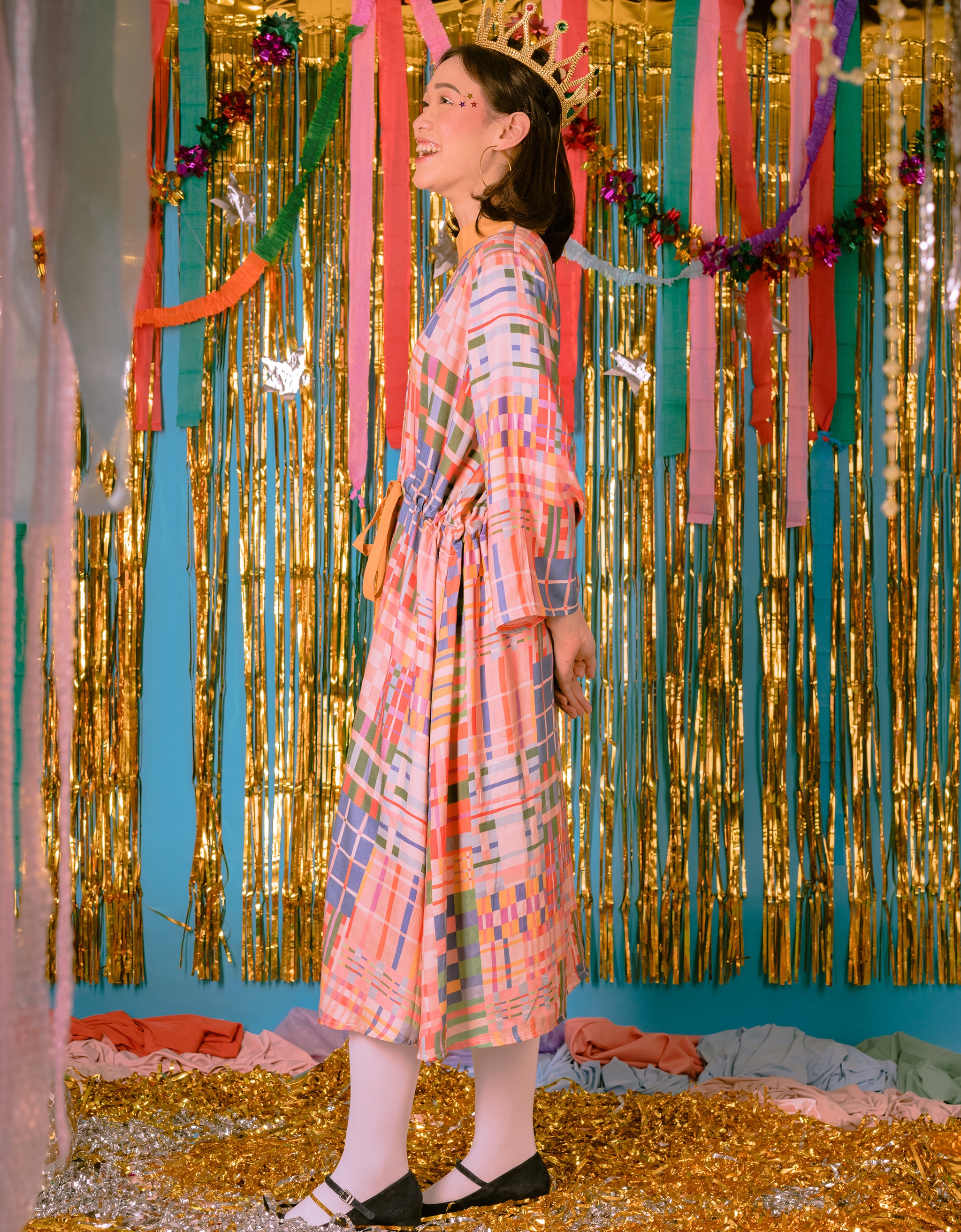 Patchwork Plaids Creme Dress