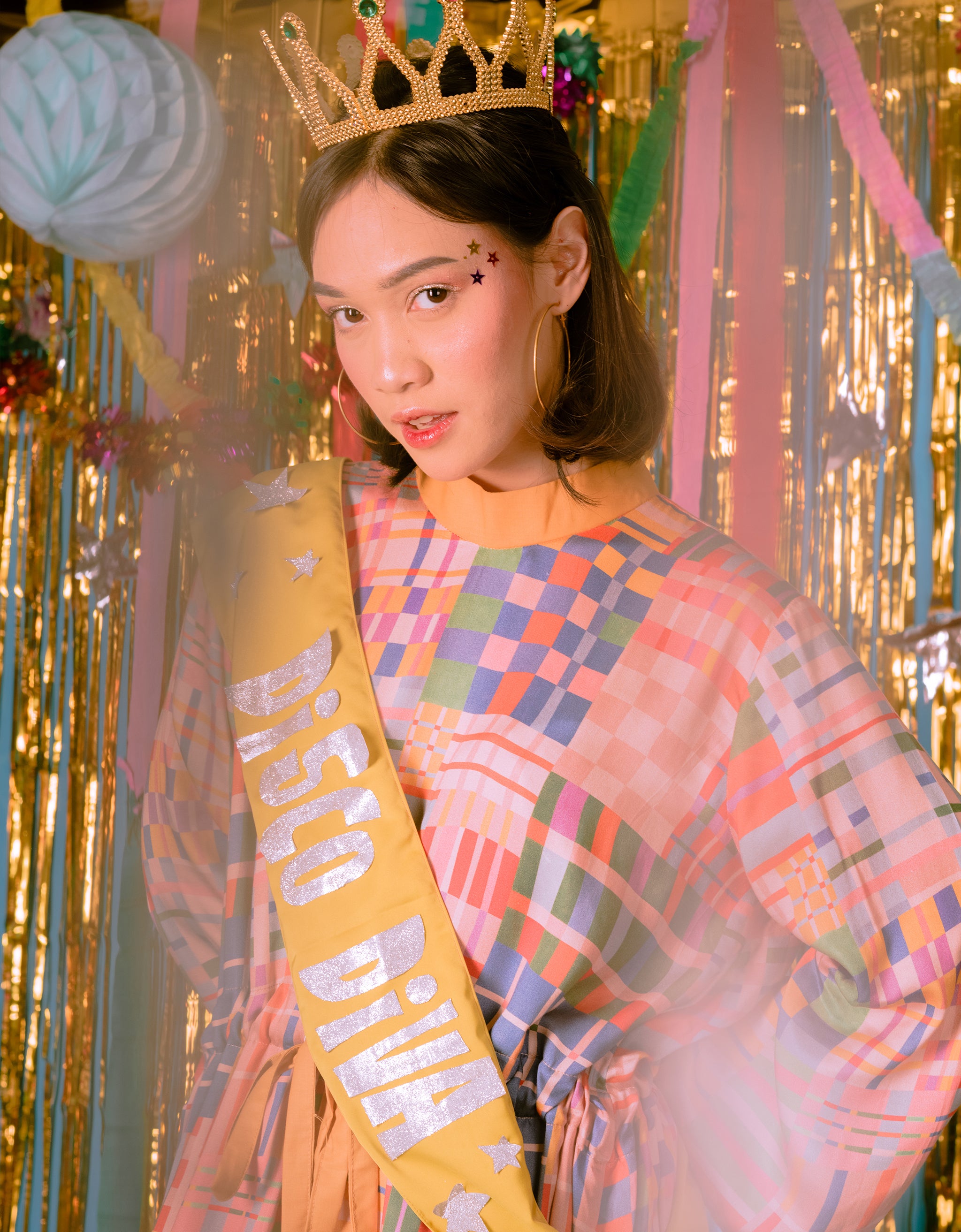 Patchwork Plaids Creme Dress