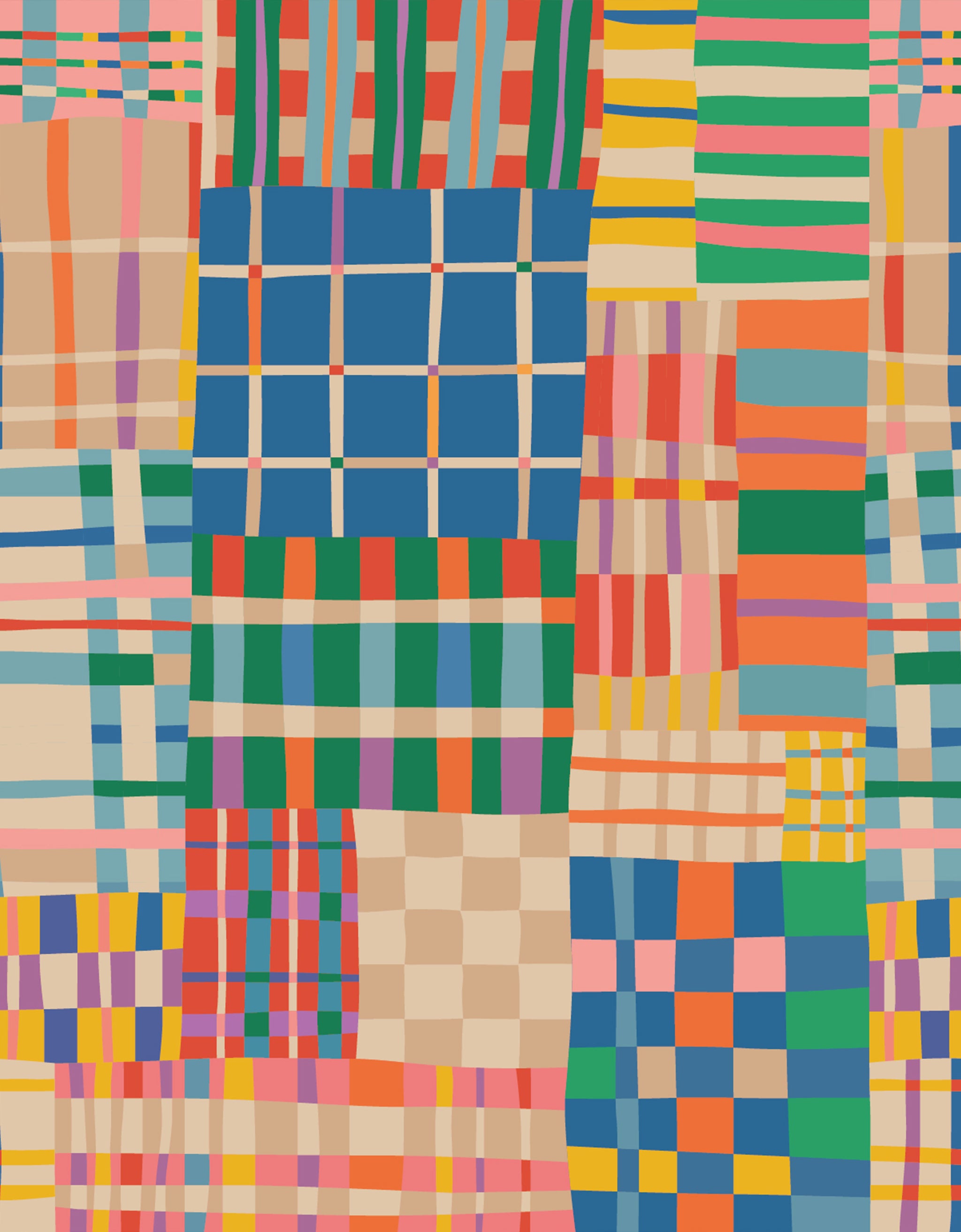 Patchwork Plaids Creme Dress