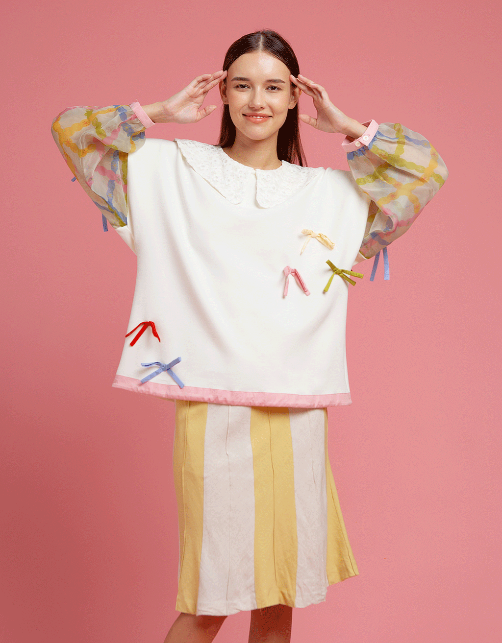 Ribbon Longsleeve Shirt - Plaids
