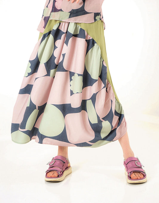 Asymmetrical Skirt-Ronce Hijau