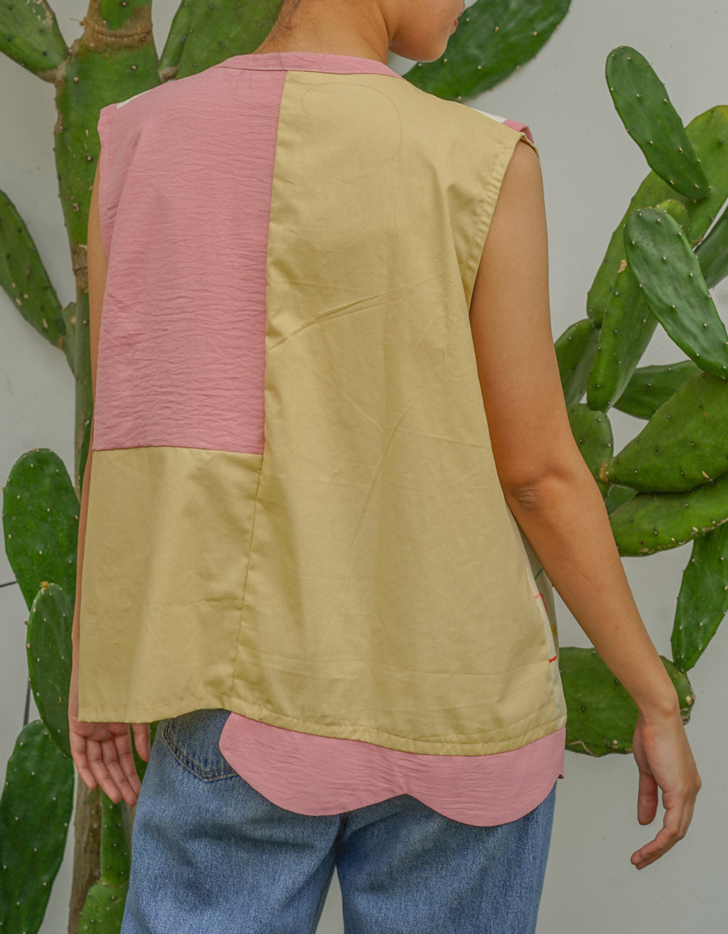 Sleeveless Ribbon Shirt - Lies Poppy