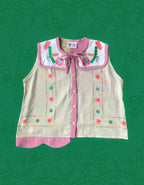Sleeveless Ribbon Shirt - Lies Poppy