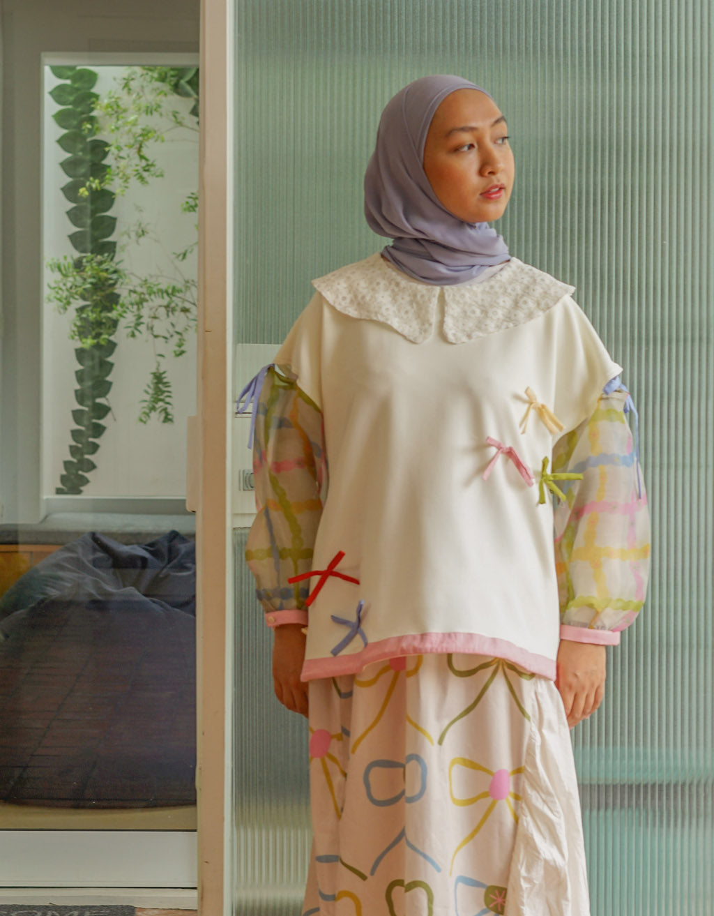 Ribbon Longsleeve Shirt - Plaids