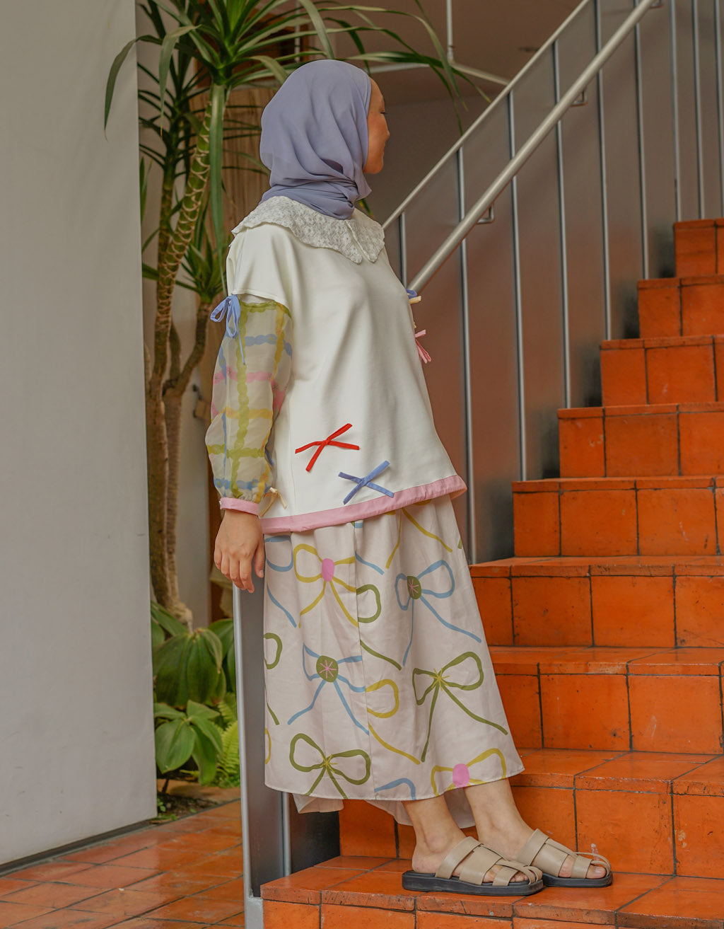 Ribbon Longsleeve Shirt - Plaids
