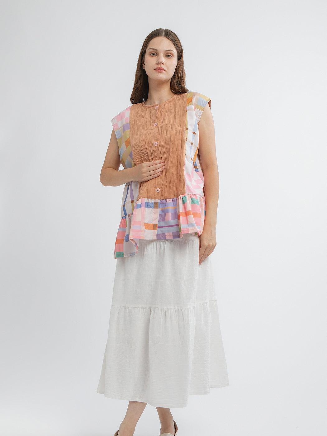 Patchwork Sleeveless Top