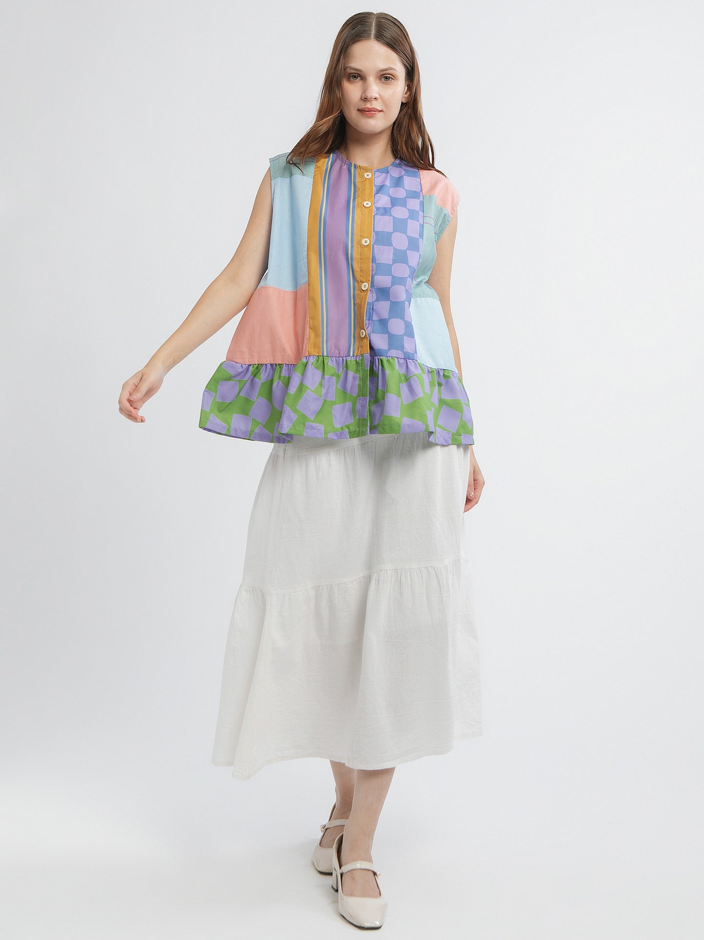 Patchwork Sleeveless Top