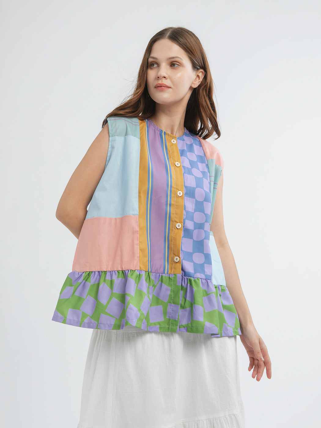 Patchwork Sleeveless Top