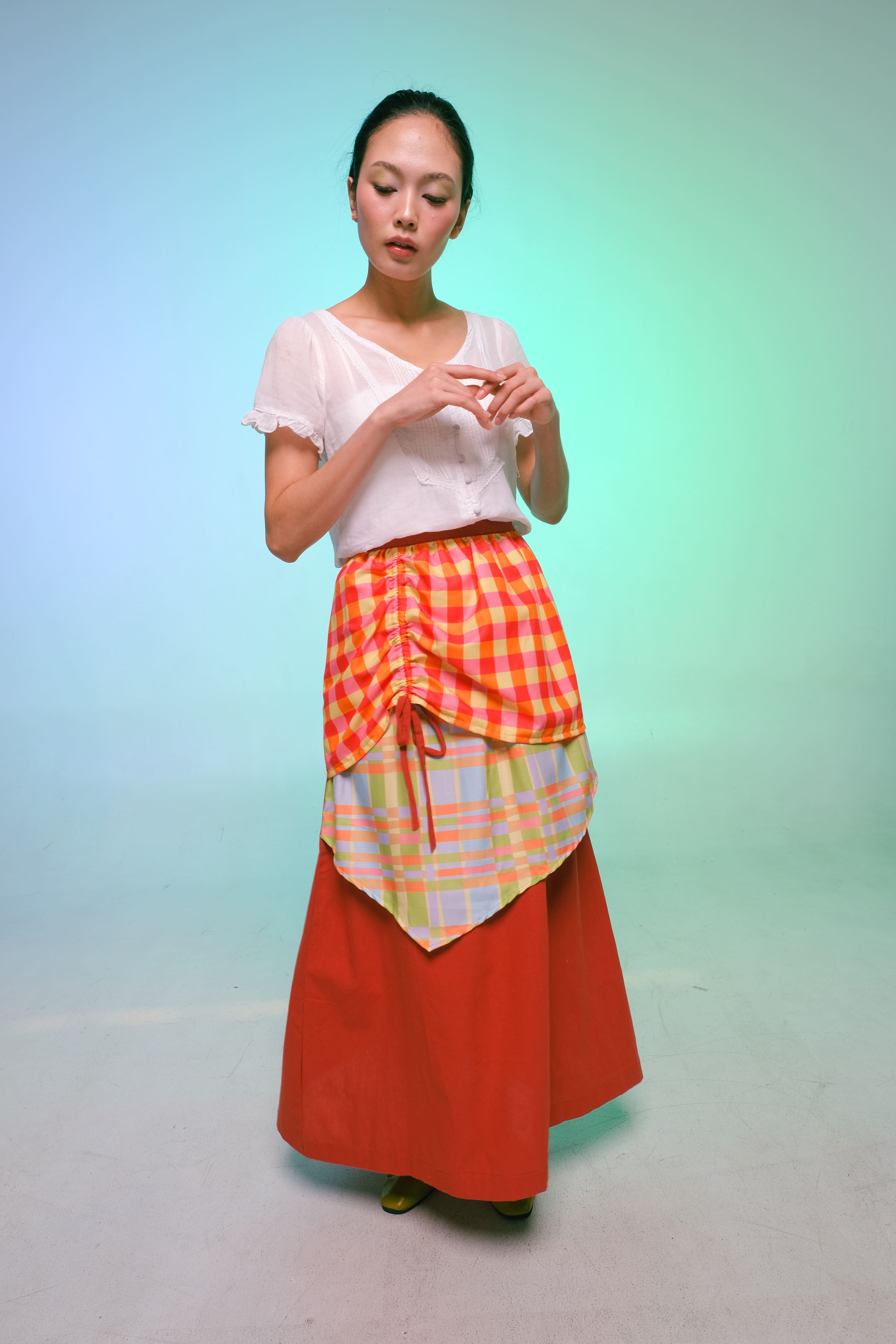 Drawstring Skirt - Plaids Pause