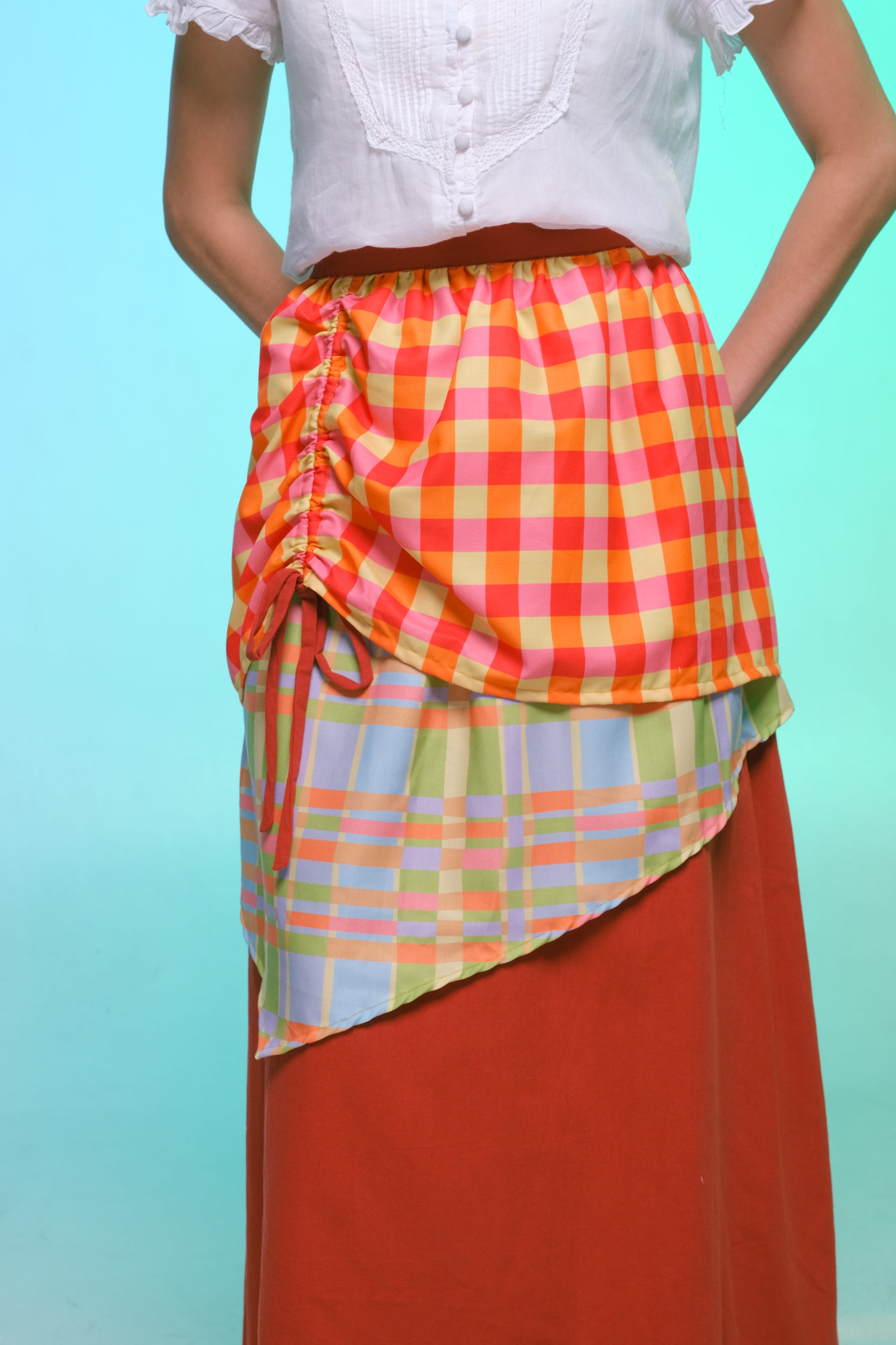 Drawstring Skirt - Plaids Pause