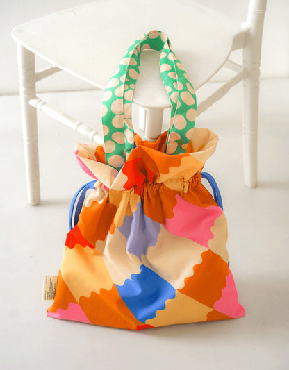 Drawstring Tote Bag - Curly Quilt