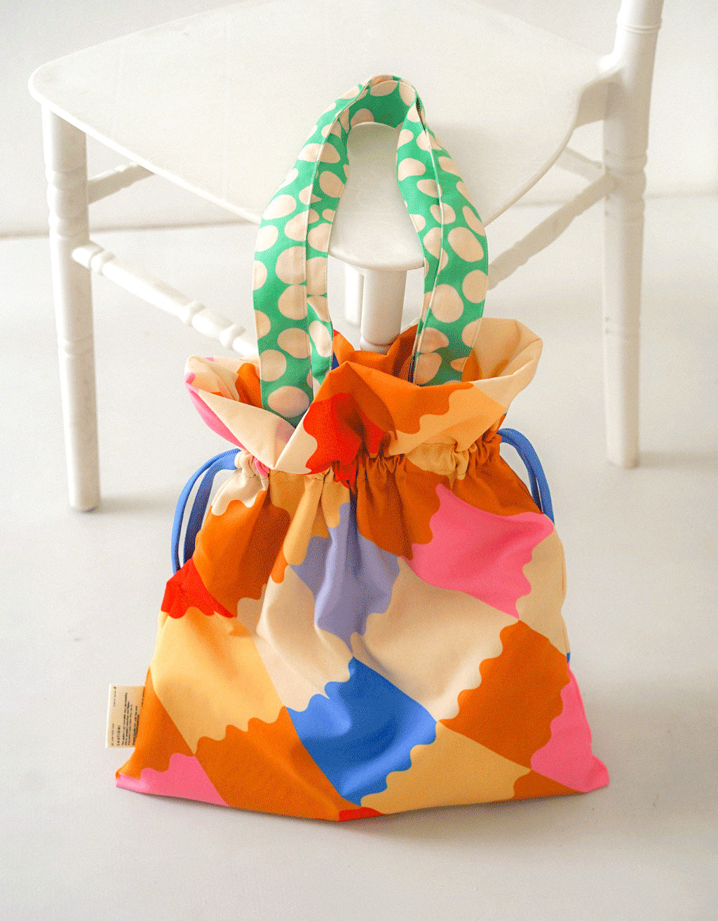 Drawstring Tote Bag - Curly Quilt
