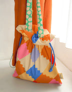 Drawstring Tote Bag - Curly Quilt