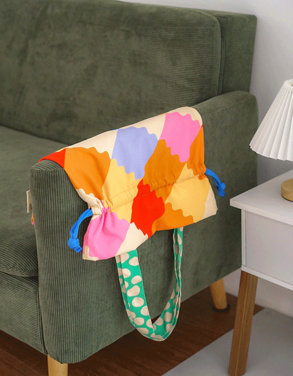 Drawstring Tote Bag - Curly Quilt