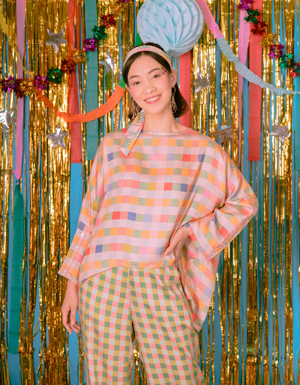 Rainbow Gingham Oversized Top