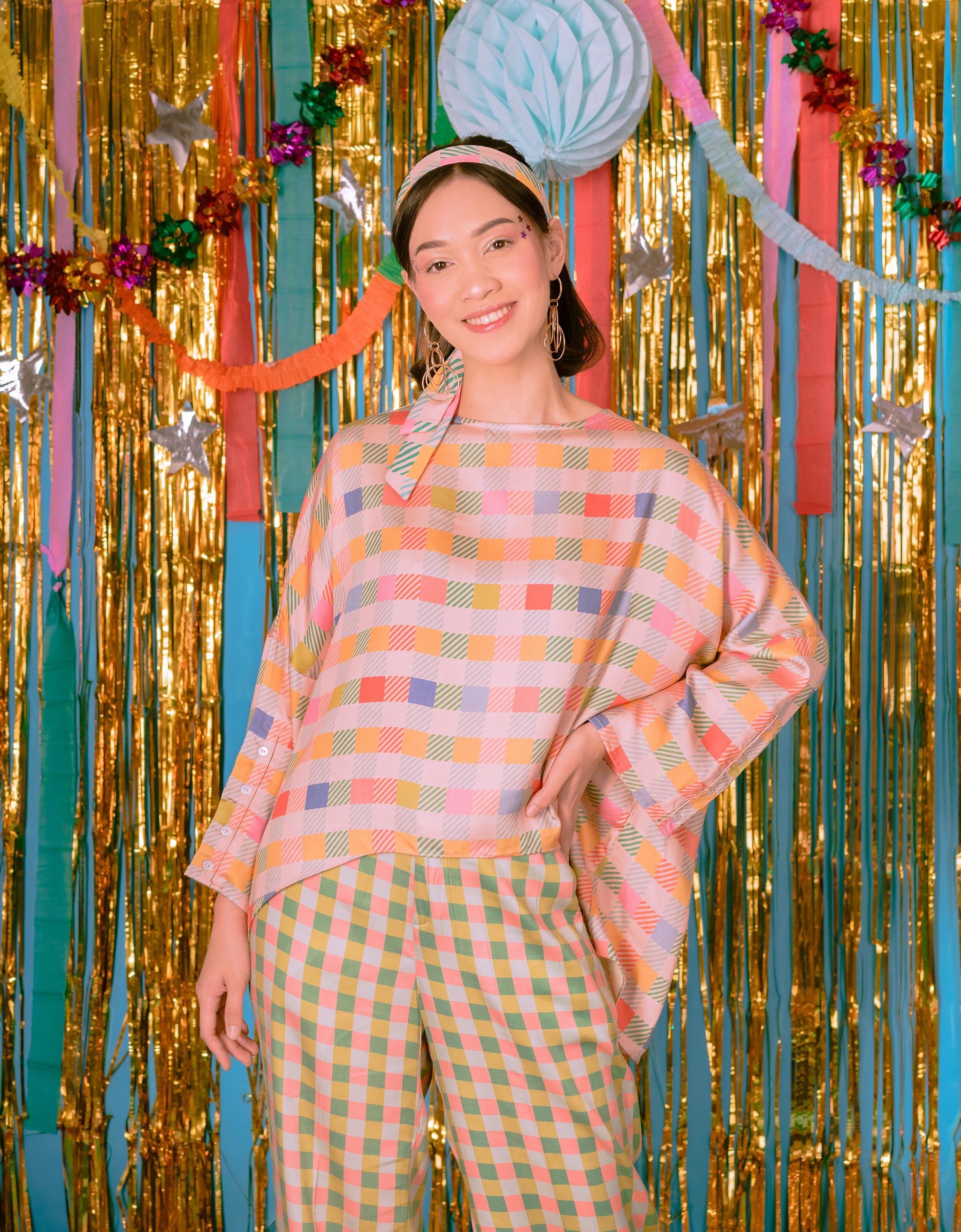 Rainbow Gingham Oversized Top