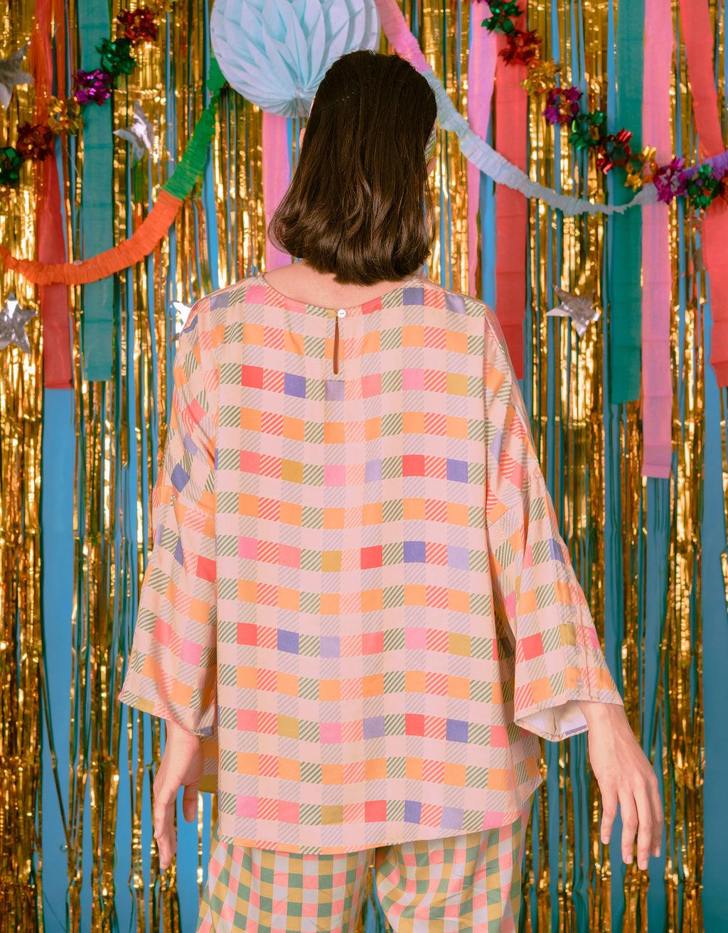 Rainbow Gingham Oversized Top