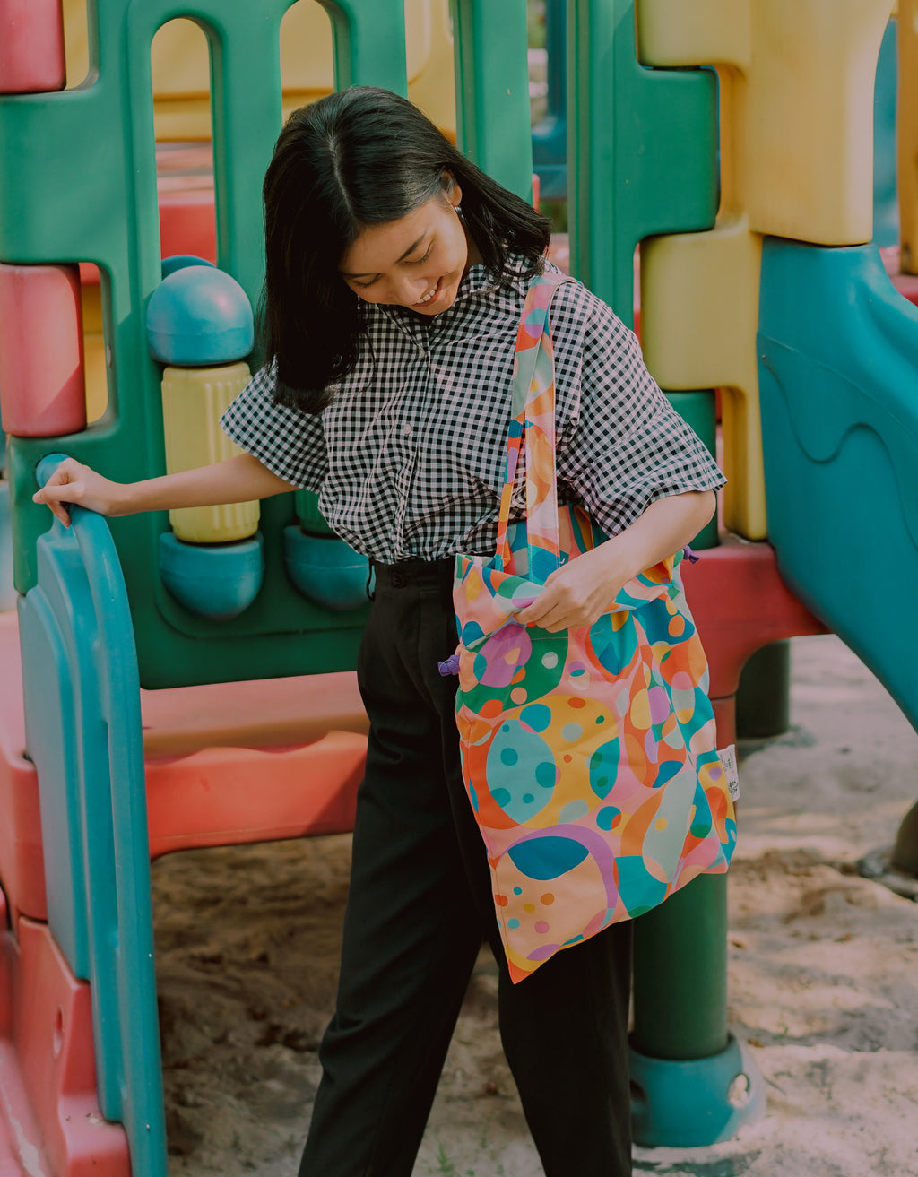 Drawstring Tote Bag - Circle Cells