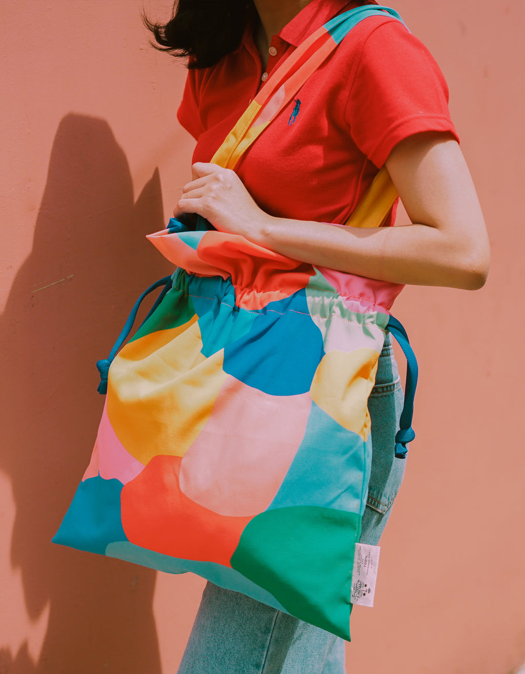 Drawstring Tote Bag - Color Block