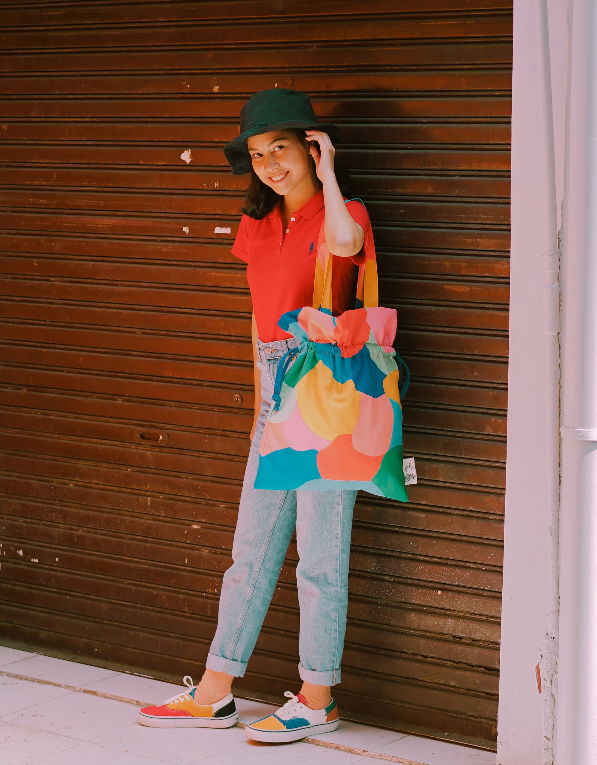 Drawstring Tote Bag - Color Block