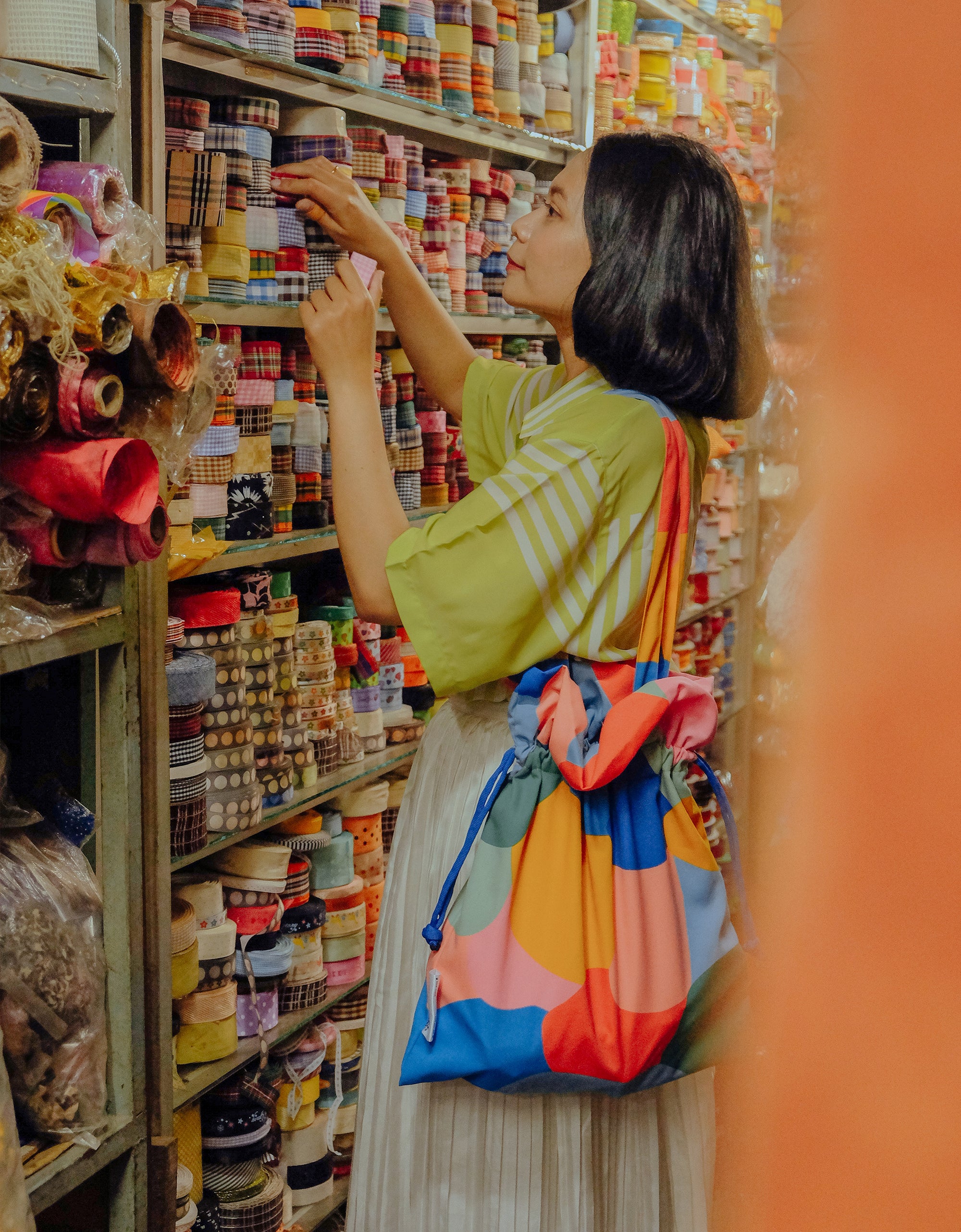 Drawstring Tote Bag - Color Block