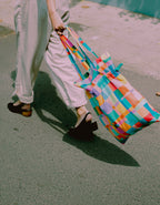 Drawstring Tote Bag - Colorful Plaids