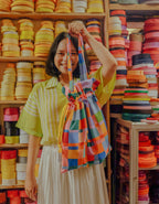 Drawstring Tote Bag - Colorful Plaids