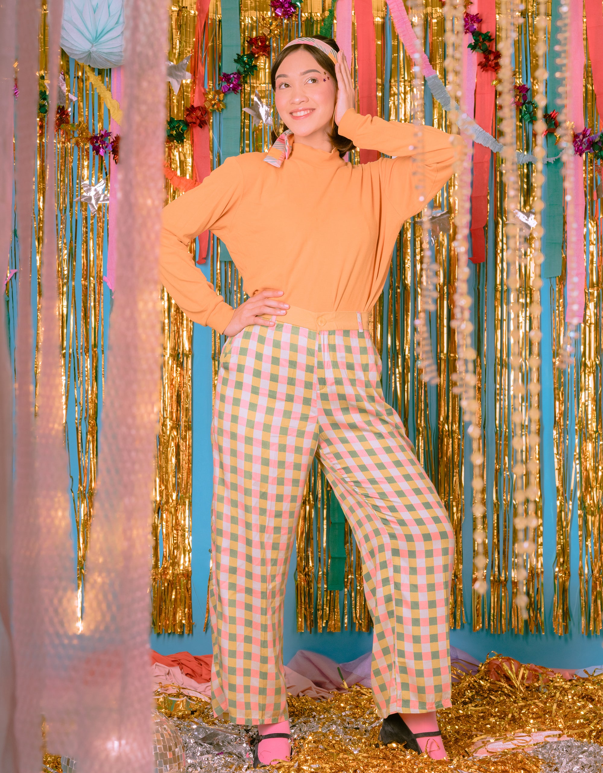 Pallazo Pants - Green Gingham