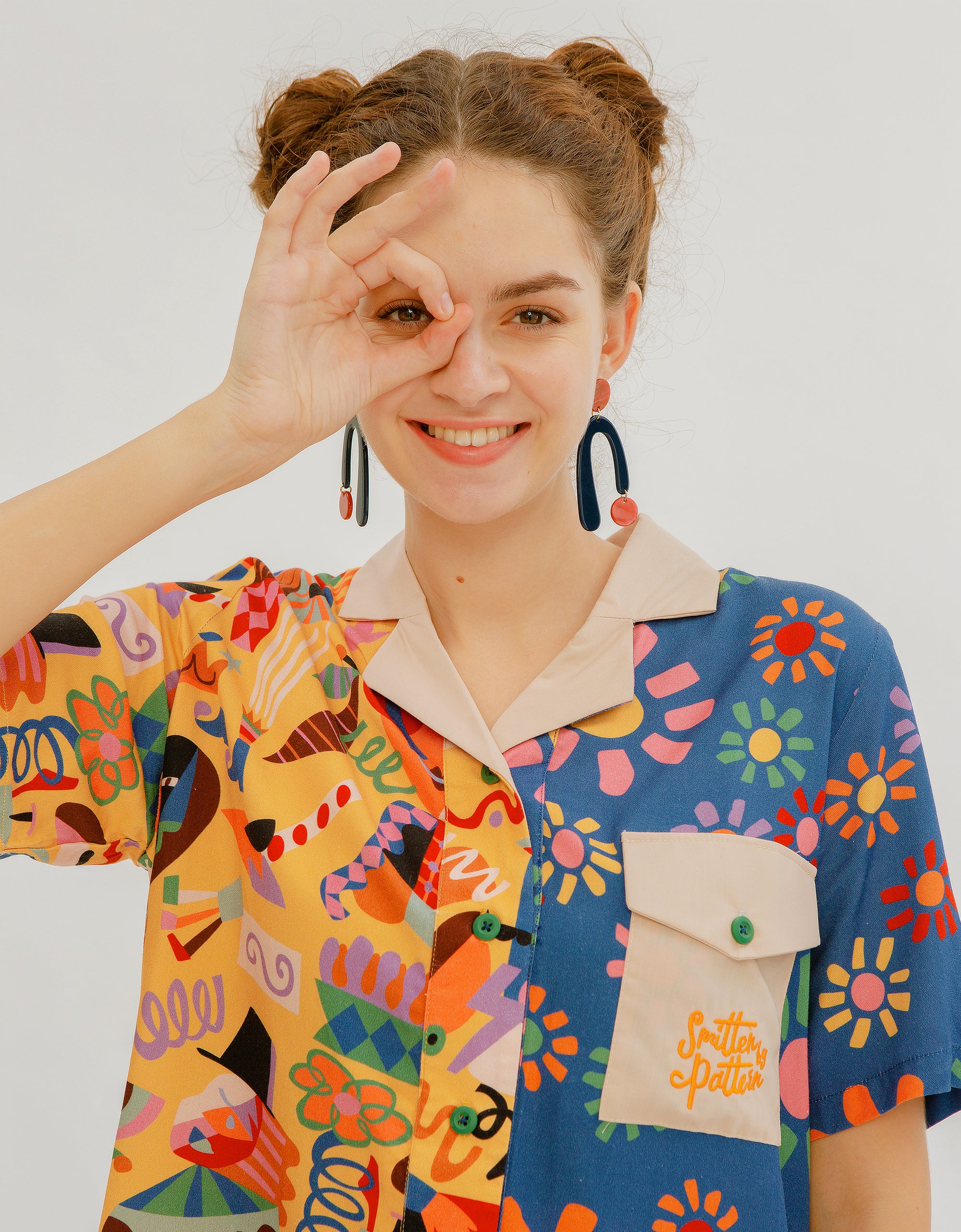 Picasso Cubism Open Collar Shirt