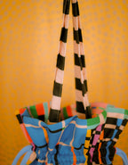 Drawstring Tote Bag - Plaids Black