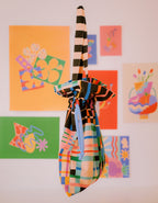 Drawstring Tote Bag - Plaids Black