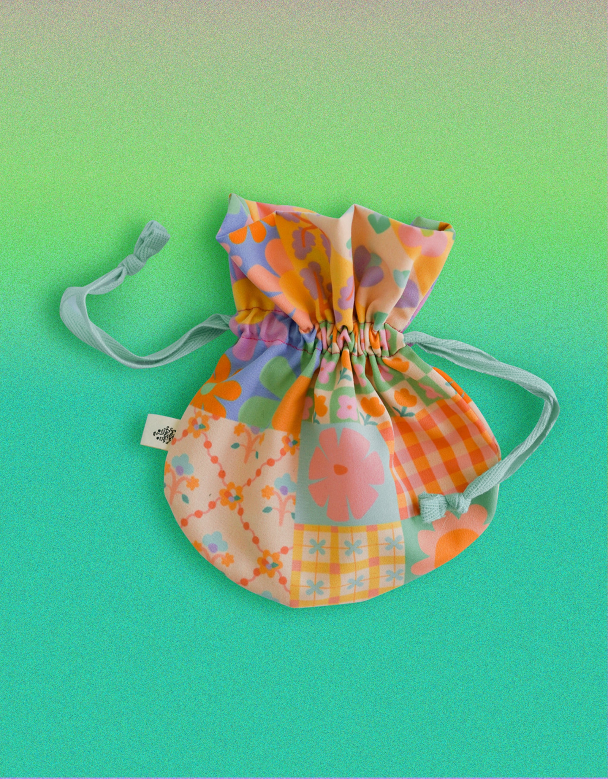 Flower Bricks - Small Drawstring Pouch