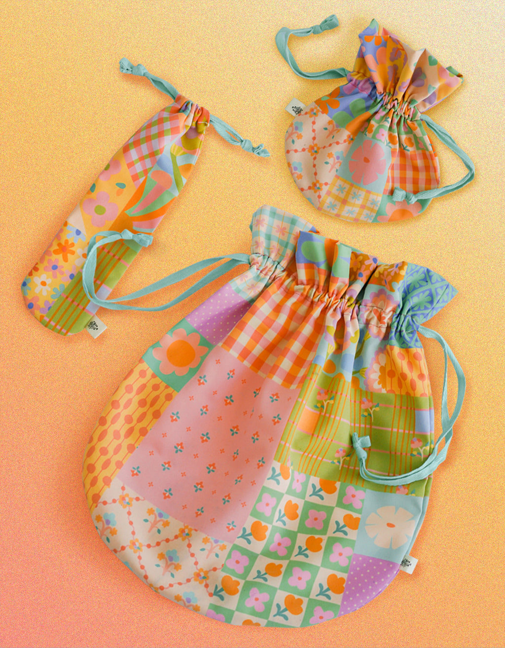 Flower Bricks - Jumbo Drawstring Pouch
