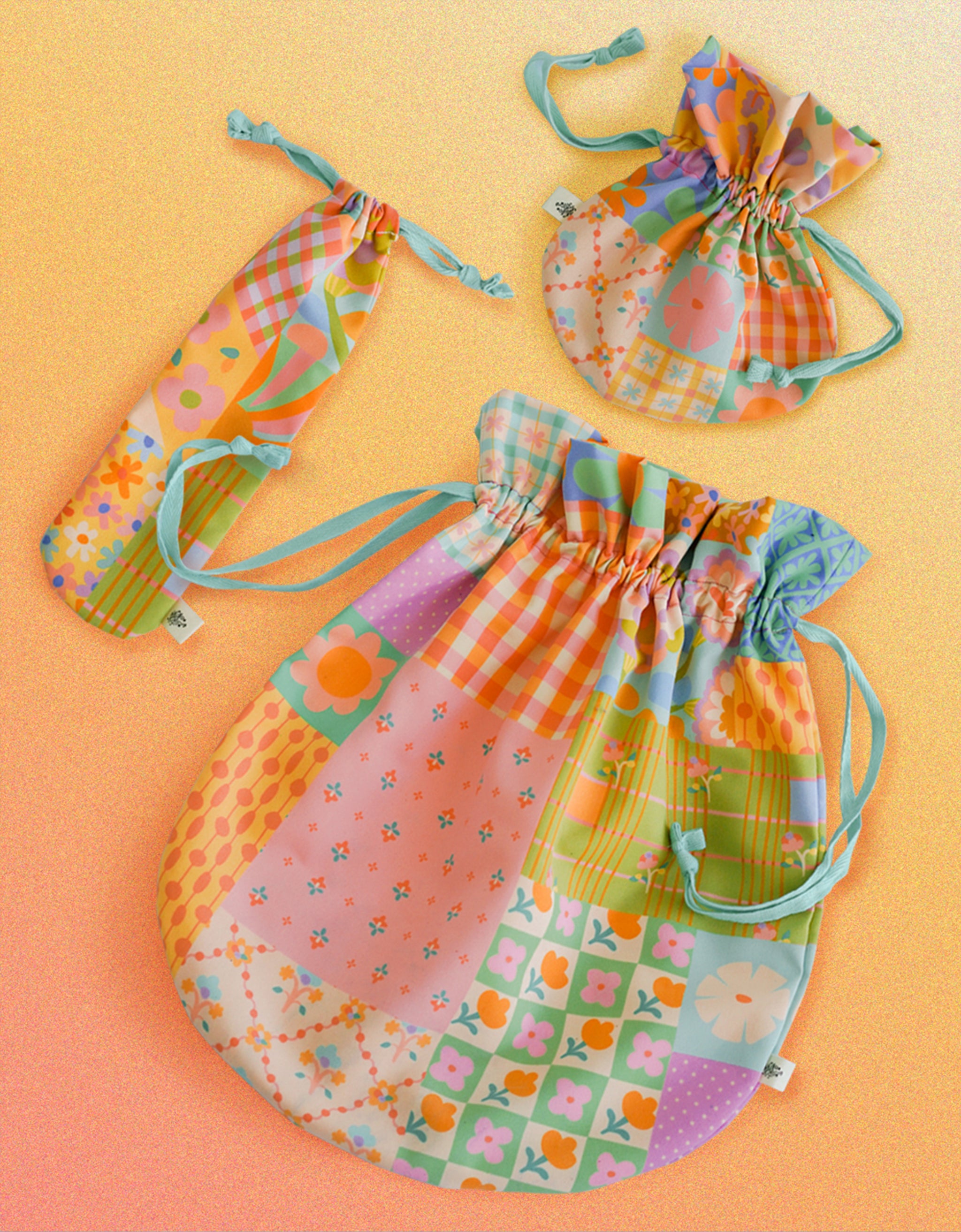 Flower Bricks - Jumbo Drawstring Pouch
