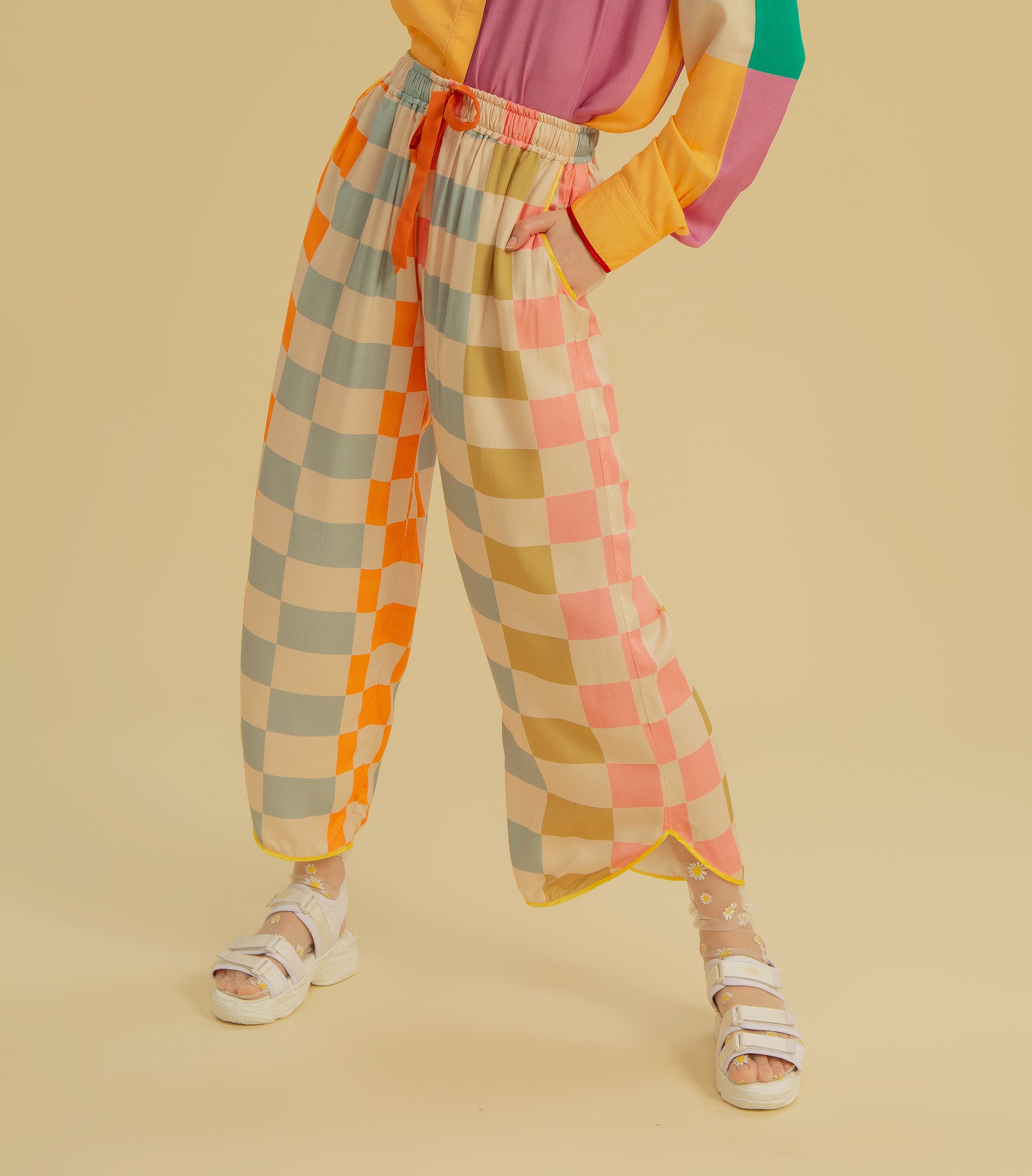 Checky Chess - Drawstring Long Pants