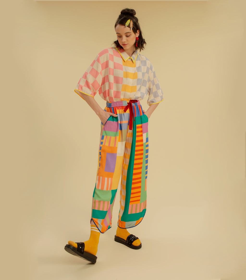 Messy Maze - Drawstring Long Pants