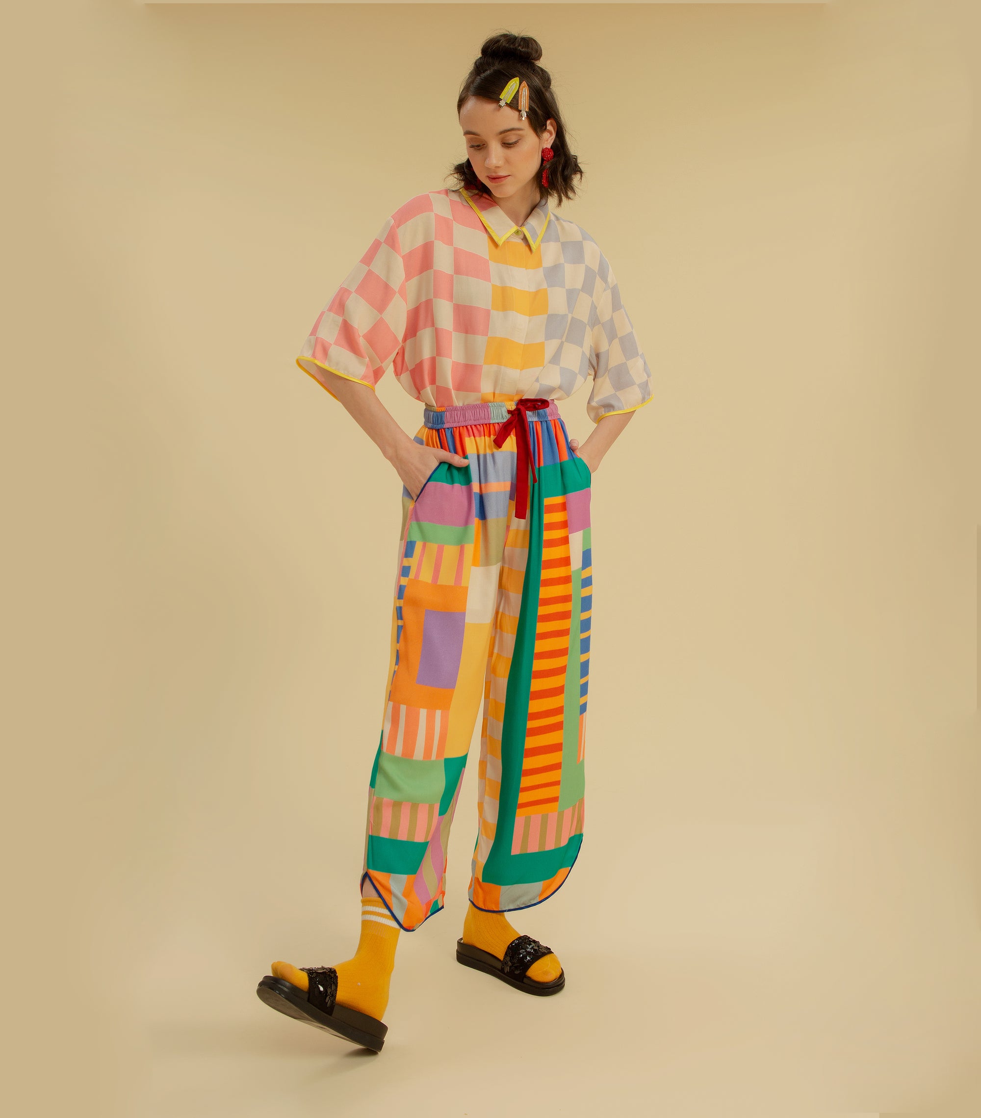 Messy Maze - Drawstring Long Pants