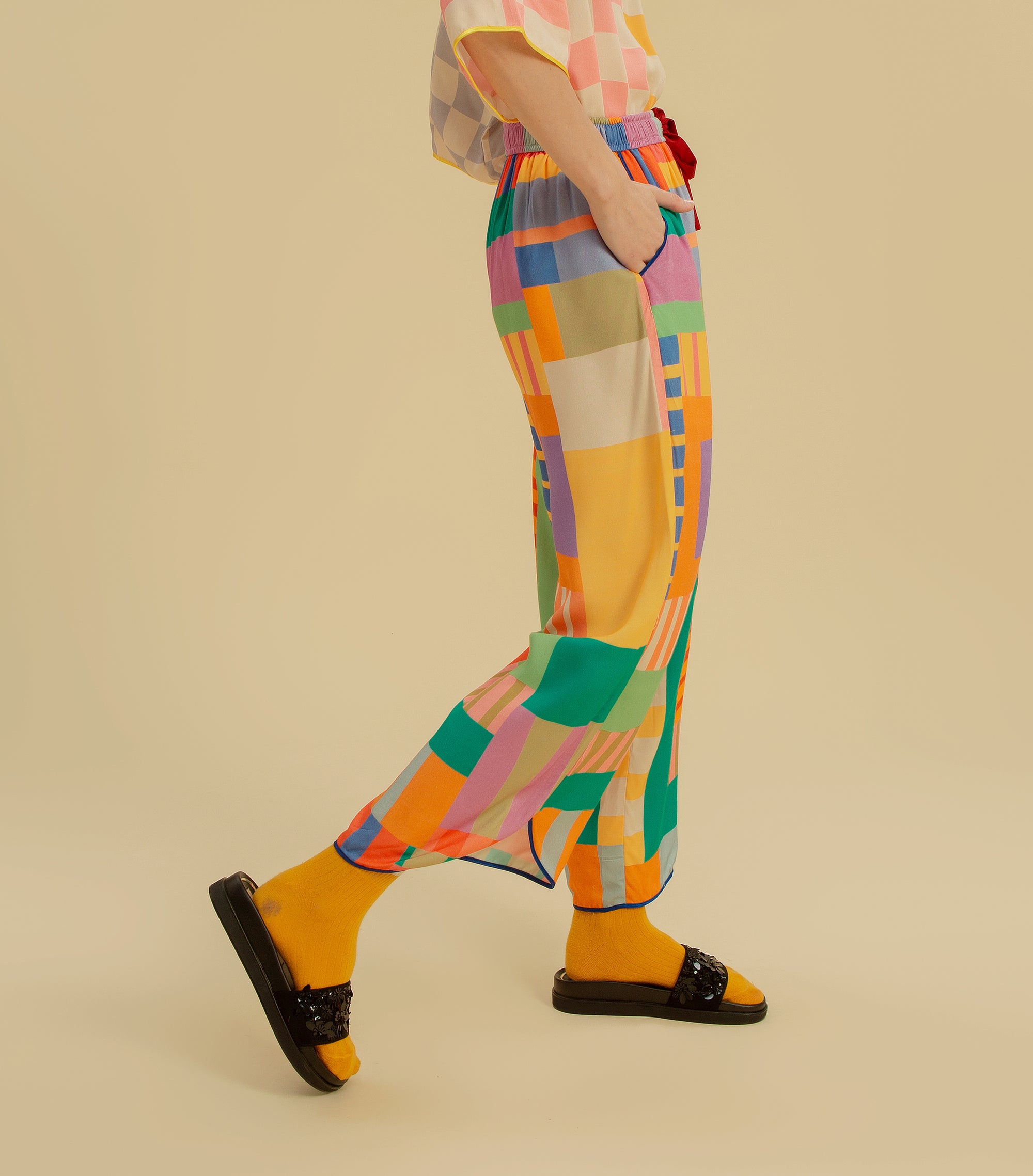 Messy Maze - Drawstring Long Pants
