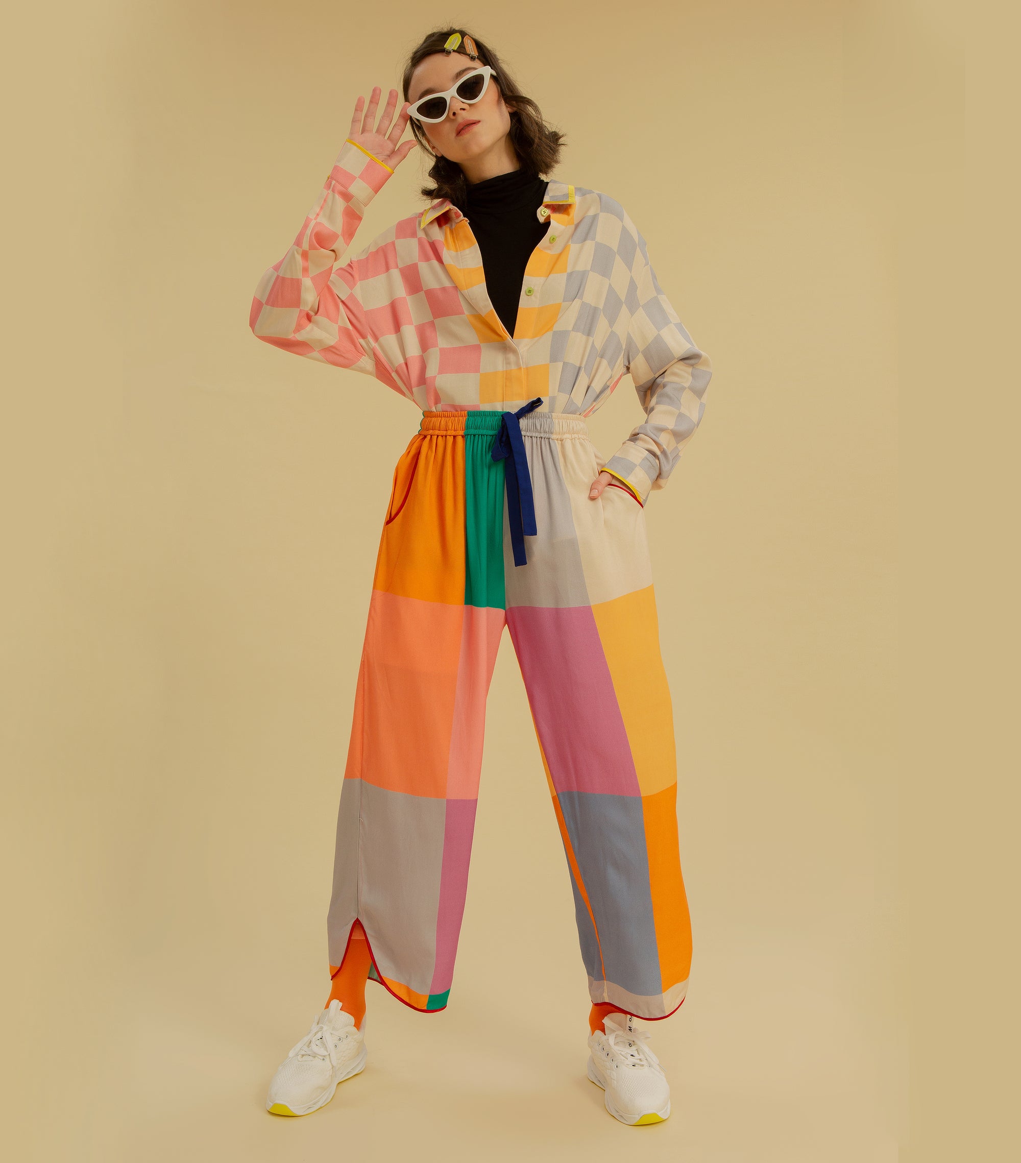 Tetris - Drawstring Long Pants