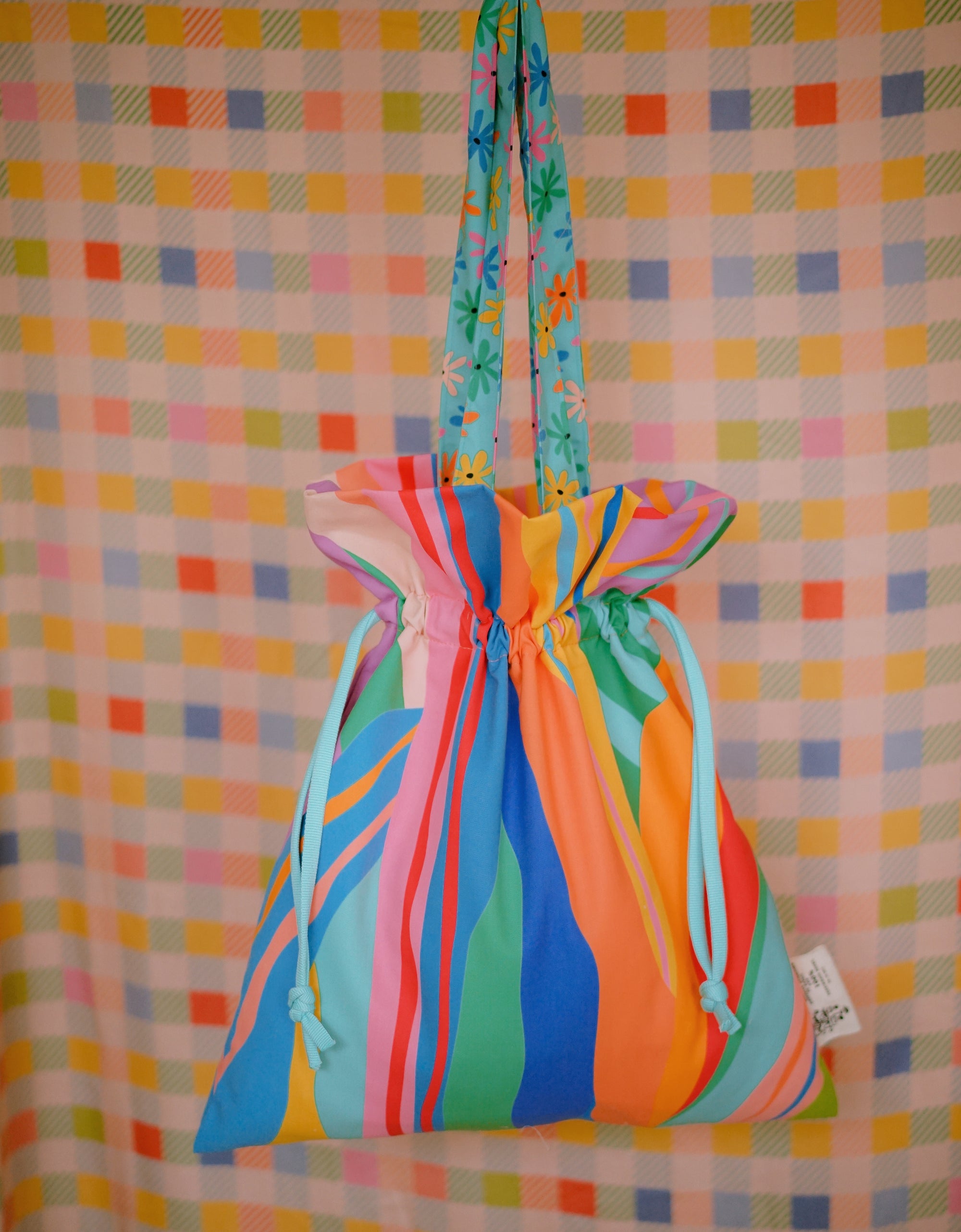 Drawstring Tote Bag - Splashy Ferns