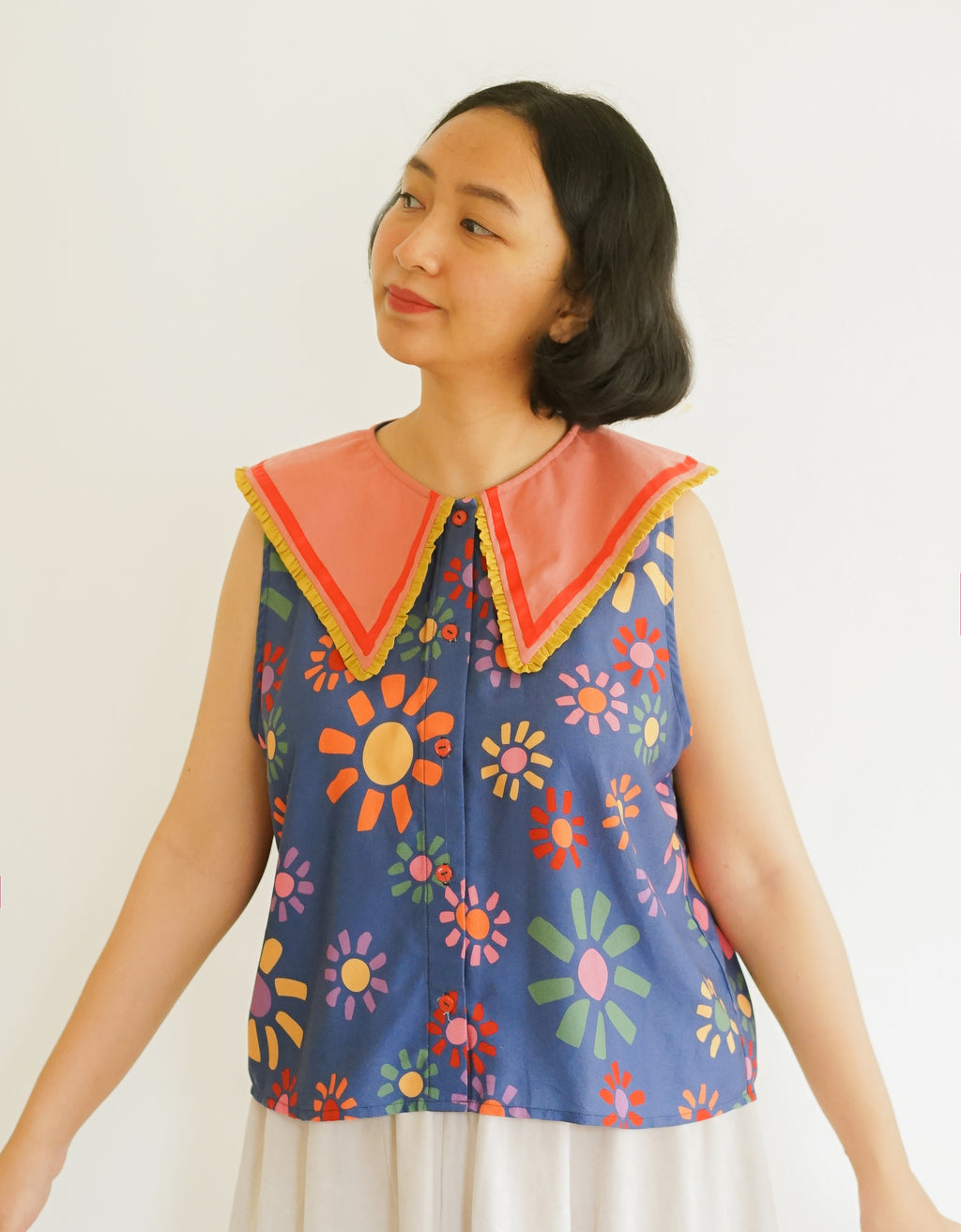 Picasso Ruffle-Collar Top